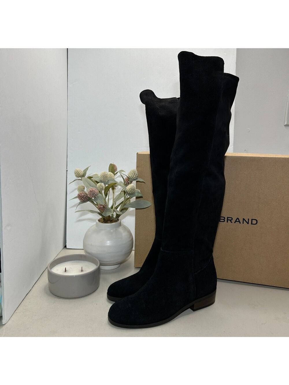 Lucky Brand Calypso Oiled Suede Tall Boots Over the Knee Black Women’s 5.5M NWB
